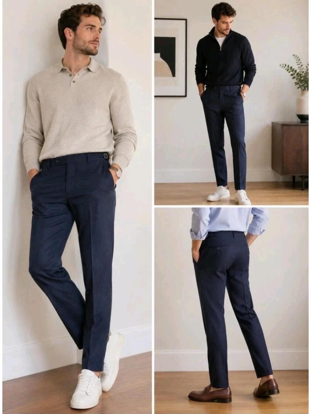 SUITSUPPLY Men’s 42 Brescia 214/Wool Blend Dress Pants Blue Side Adjuster NEW #Z